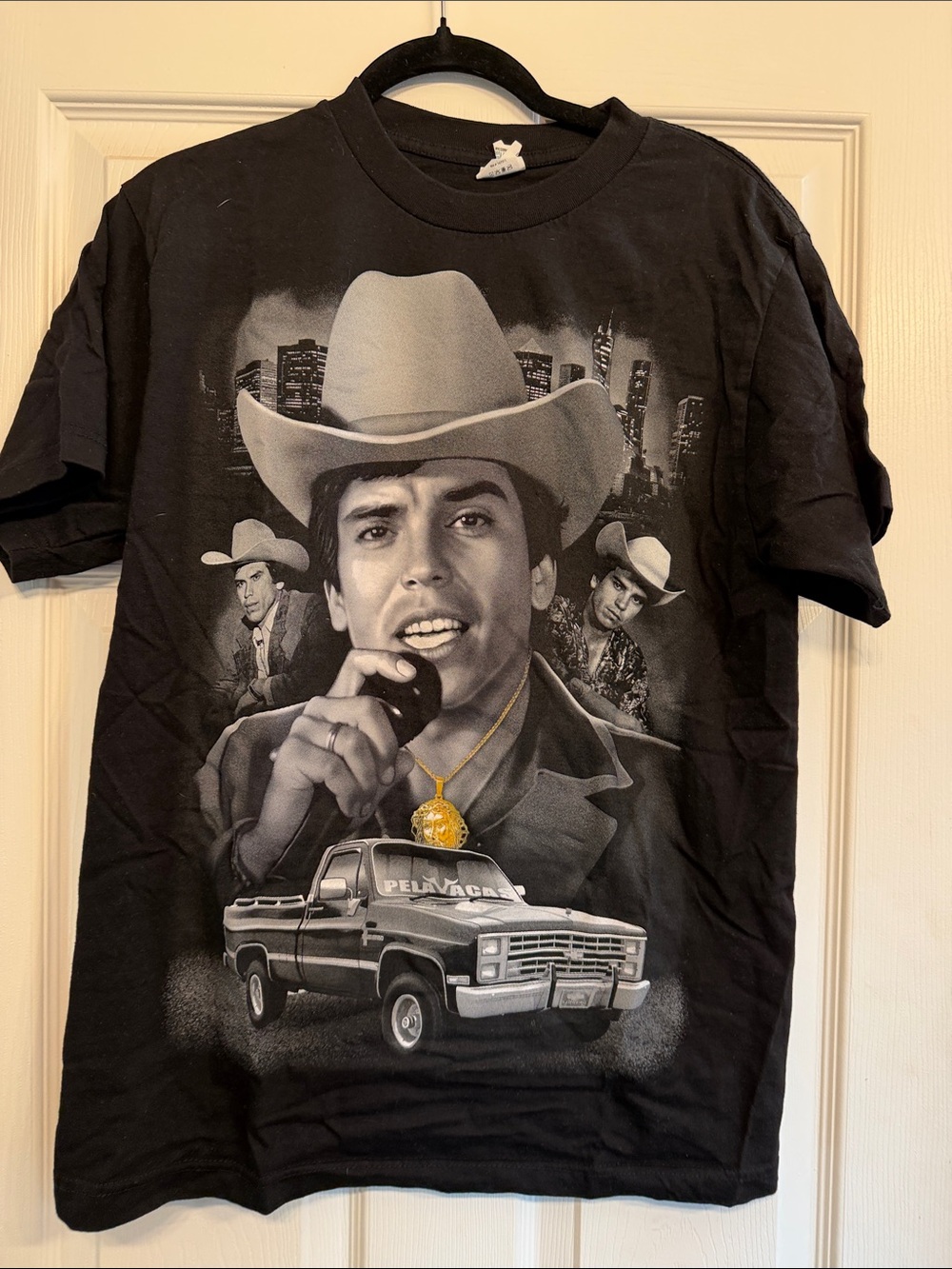 Black Graphic Cowboy Print Men's T‑Shirt